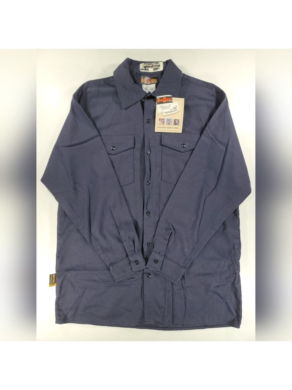 NEW Big Bill Flame Resistant Workwear Shirt Indura Ultra Soft Large Navy Blue